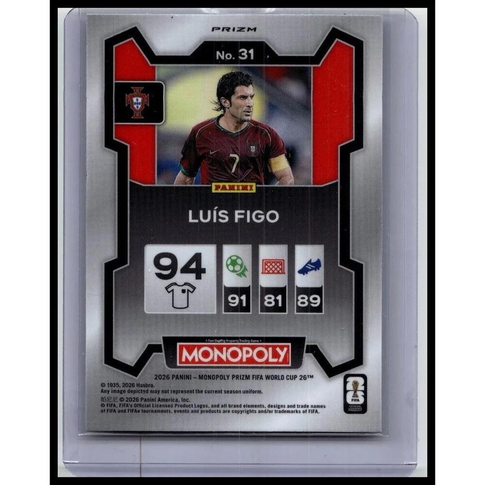 2026 Panini Prizm Monopoly FIFA World Cup Luis Figo #31 Portugal Silver Prizms